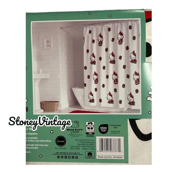 Hello Kitty Christmas Shower Curtain Sanrio Holiday Present Gift New - Picture 4 of 4